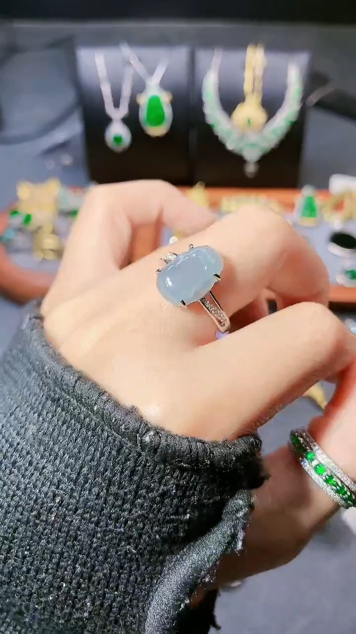 【闪购商品】翡翠戒指银S925镶嵌戒指