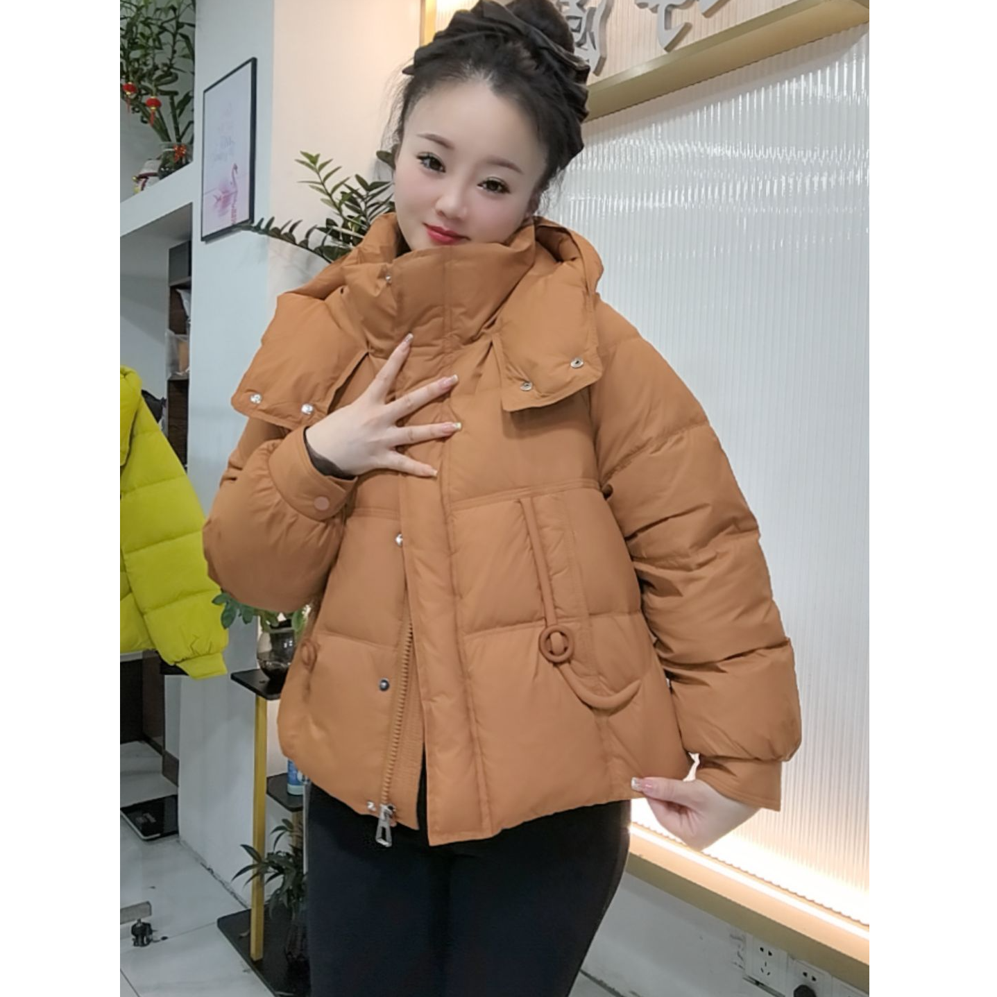 【婉婷服饰】25906羽绒服连帽保暖冬季女装时尚休闲百搭59长