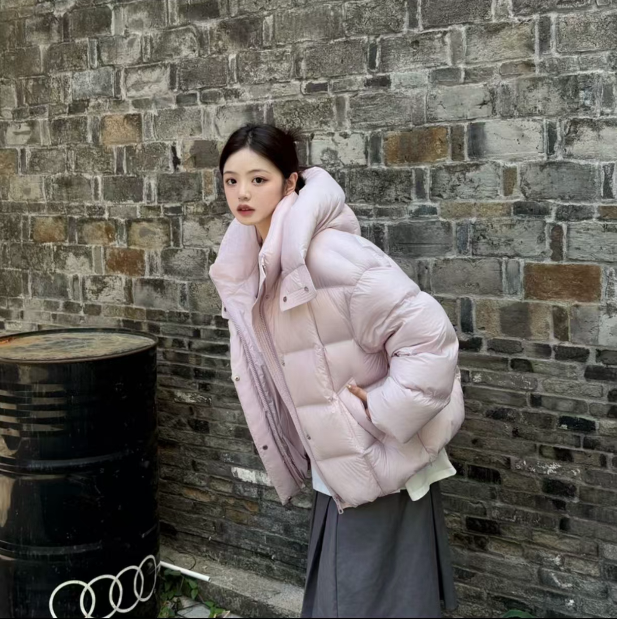 【特库】新款连帽纯色长袖女款冬季保暖鸭绒服8033