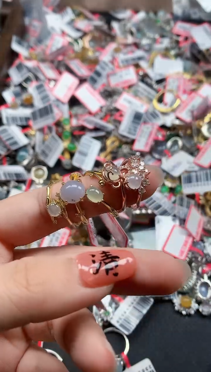 银S925镶嵌戒指翡翠天然A货缅甸翡翠
