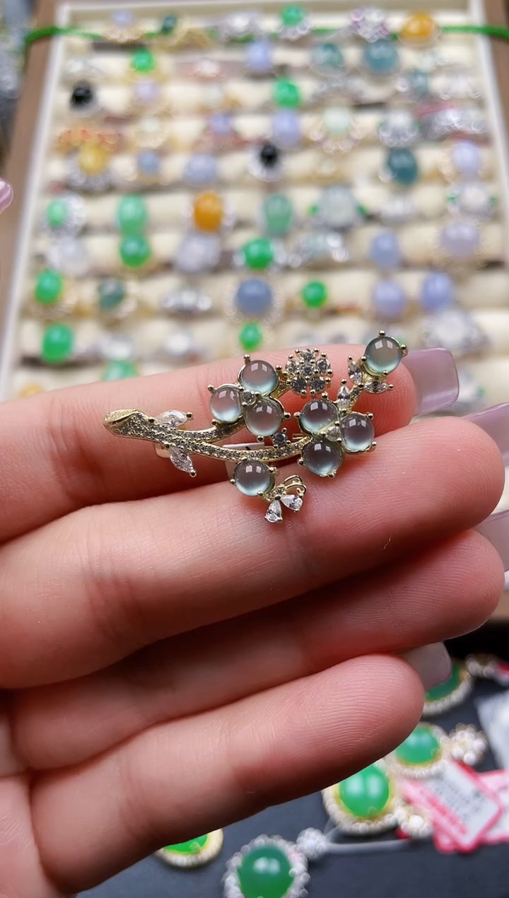 翡翠银S925镶嵌胸饰232