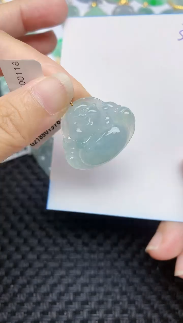 翡翠18K金镶嵌颈饰天然A货翡翠 38