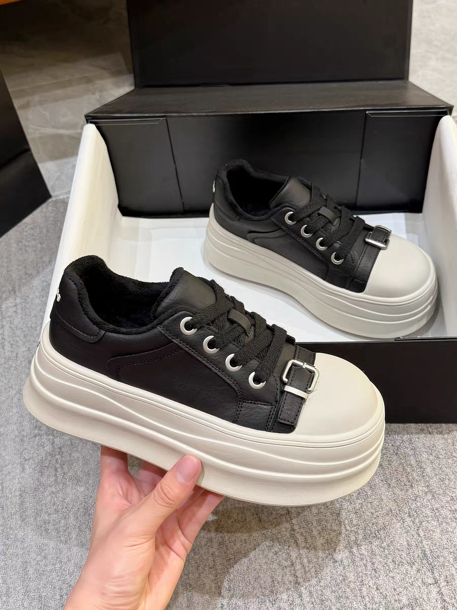 2596#加绒松糕休闲板鞋大头鞋面包鞋厚底洋气