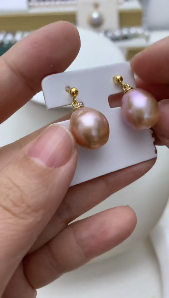 银S925镶嵌耳饰淡水珍珠w46 