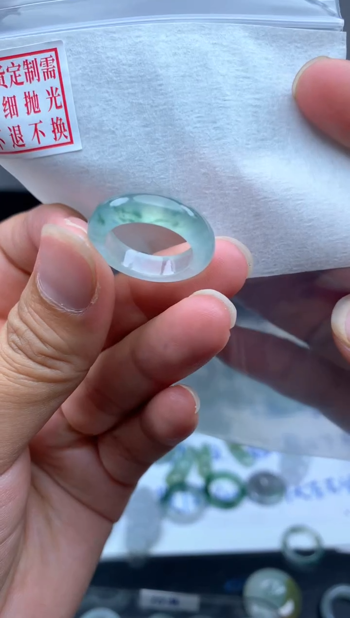定制翡翠未镶嵌毛货需精细抛光戒圈10#