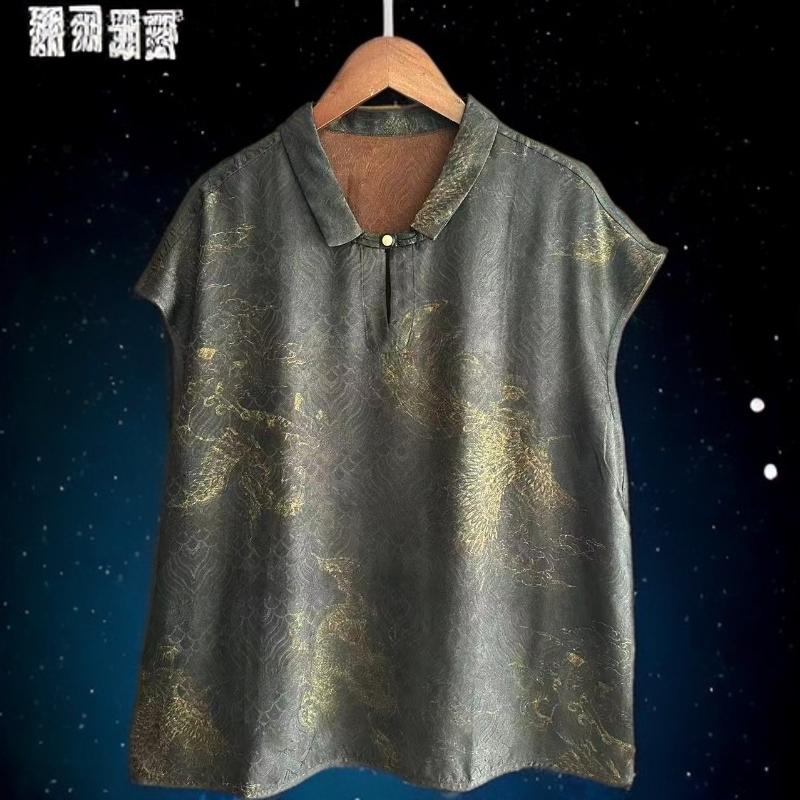 11-2时尚气质方领T恤新中式国风通勤洋气显瘦小衫