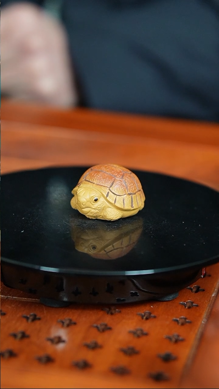 【闪购商品】紫砂茶宠段泥刻绘迷你小乌龟精品摆件实心