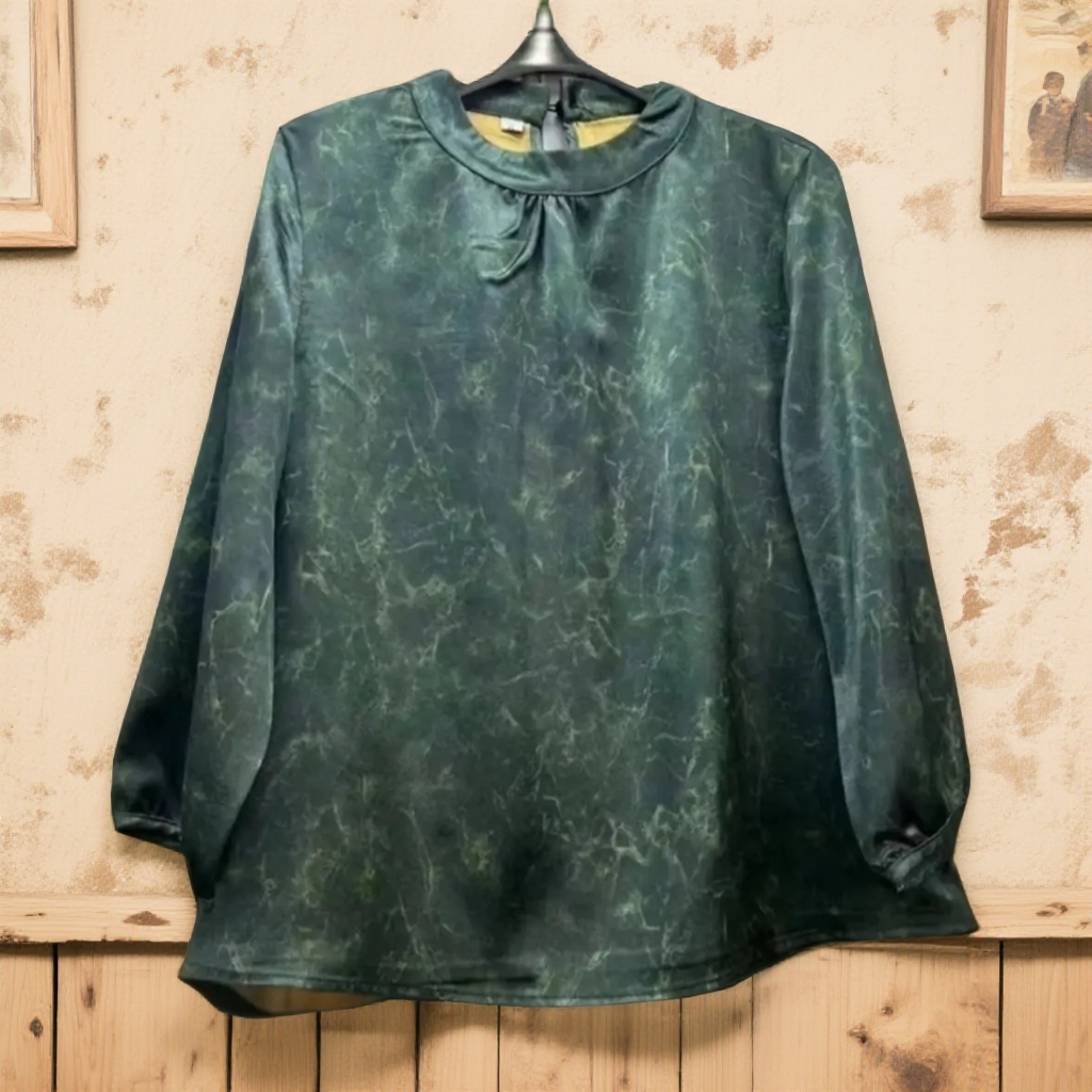 100【王公子专属】新款气质减龄油皮老料长袖小衫