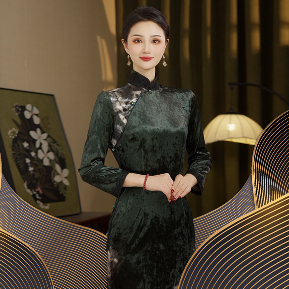 璀璨翠韵 2025款  复古旗袍 长款 