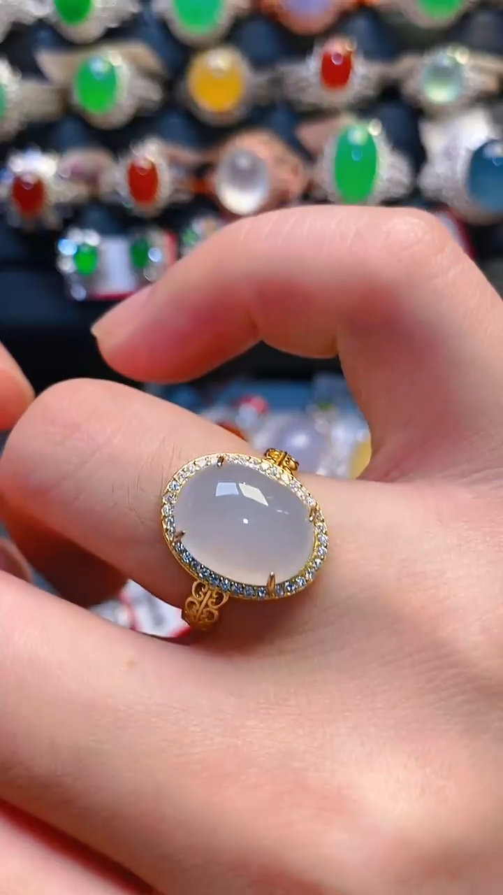 银S925镶嵌戒指翡翠天然