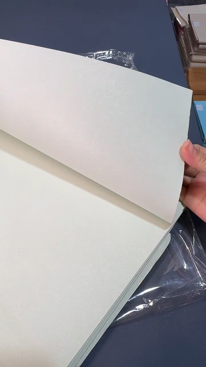 纯手工四尺对开50张天青色煮锤珍金