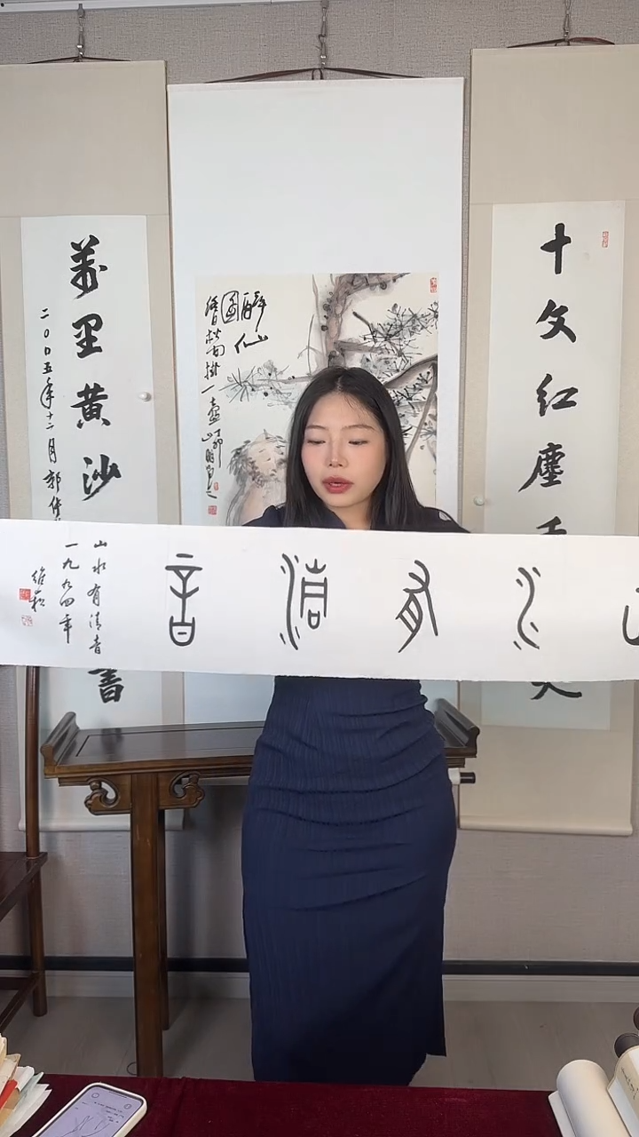 书法蒋老师的横幅《山水有轻音》