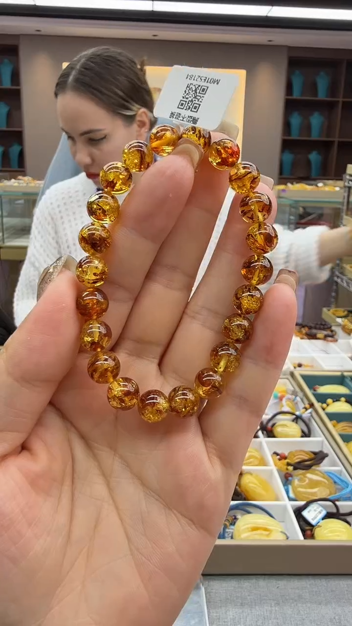 手链琥珀未镶嵌24秒拍号 假一罚三 8mm