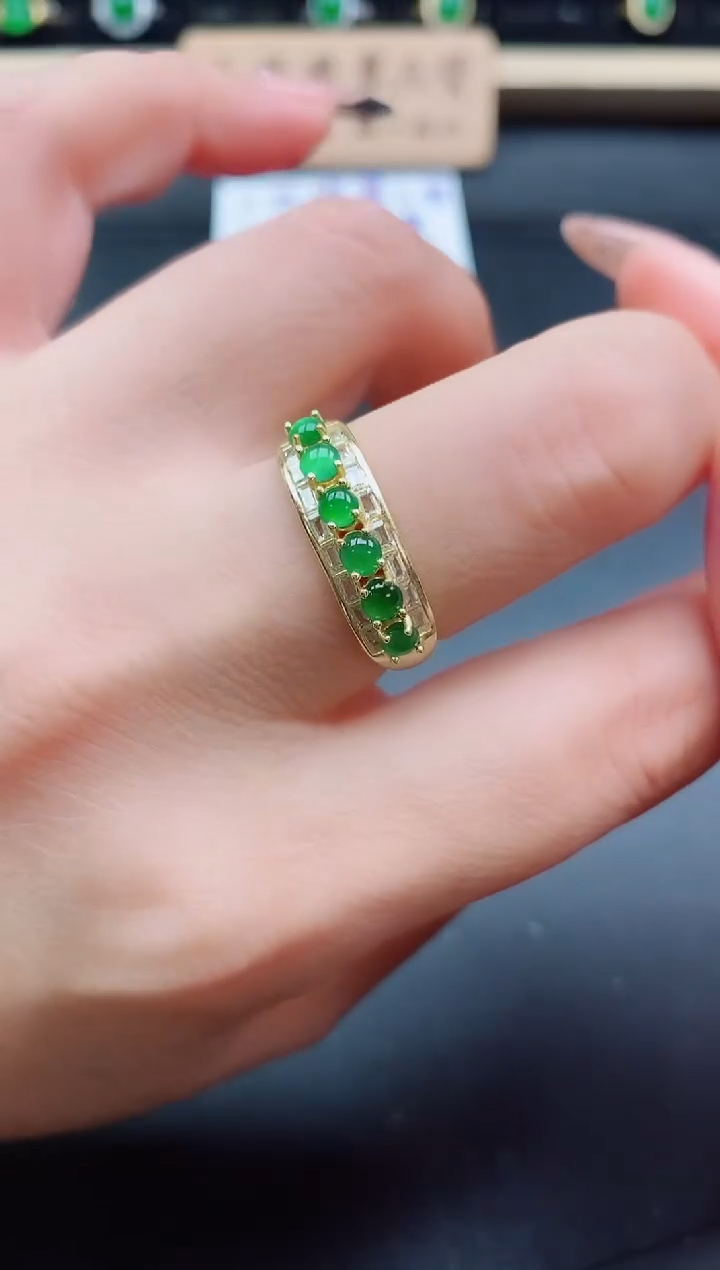 银S925镶嵌戒指翡翠1