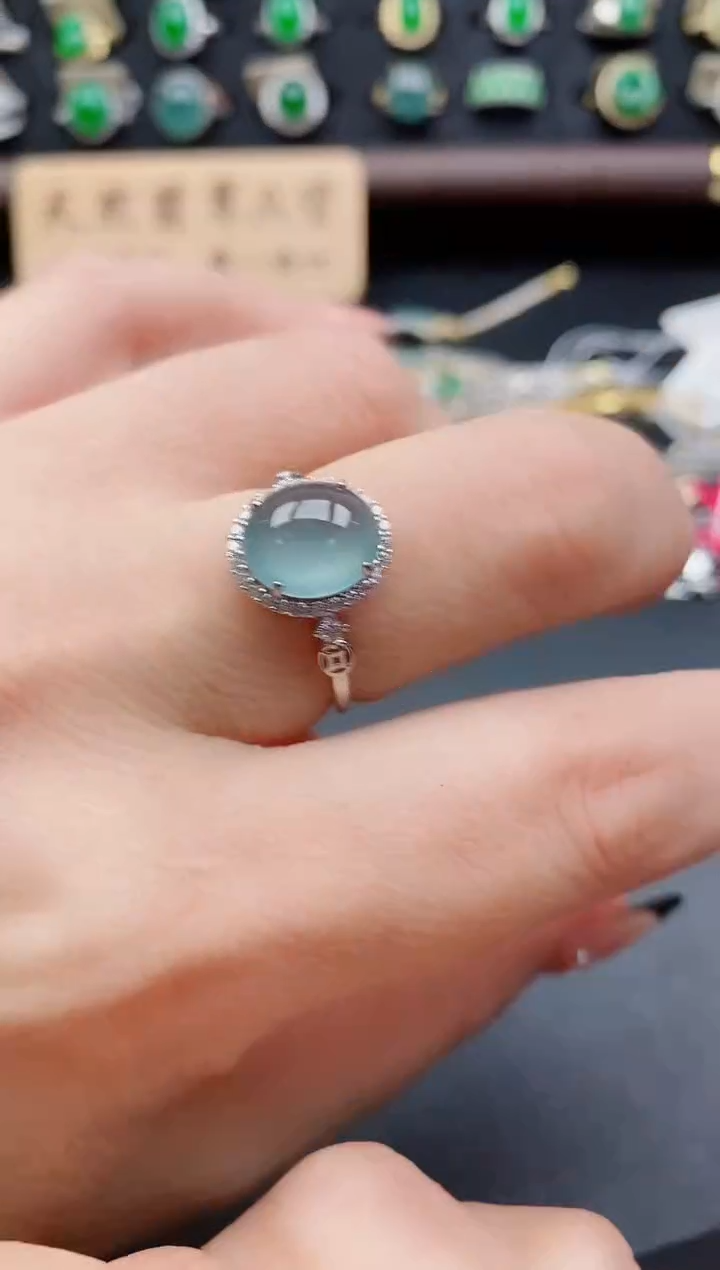 银S925镶嵌戒指翡翠1