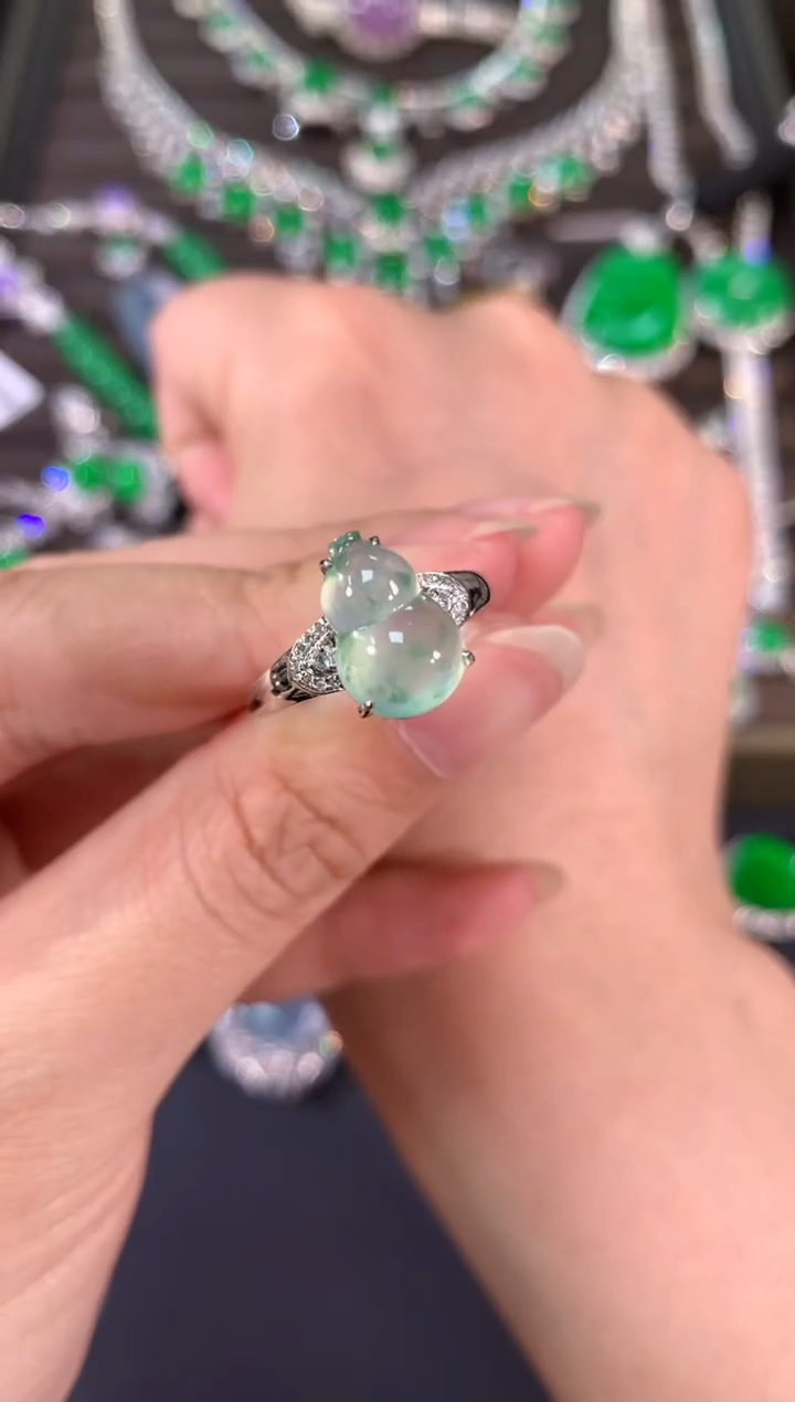 【闪购商品】翡翠戒指18K金镶嵌A90|4980