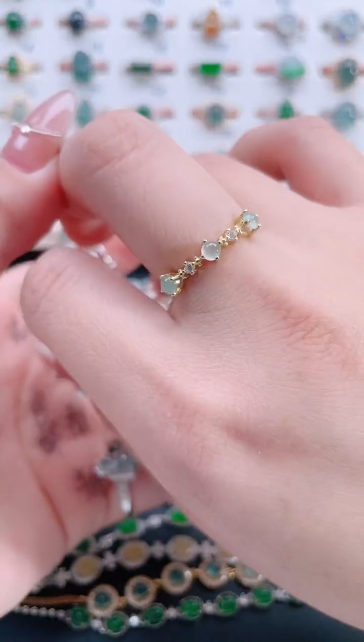 银S925镶嵌戒指翡翠天然翡翠