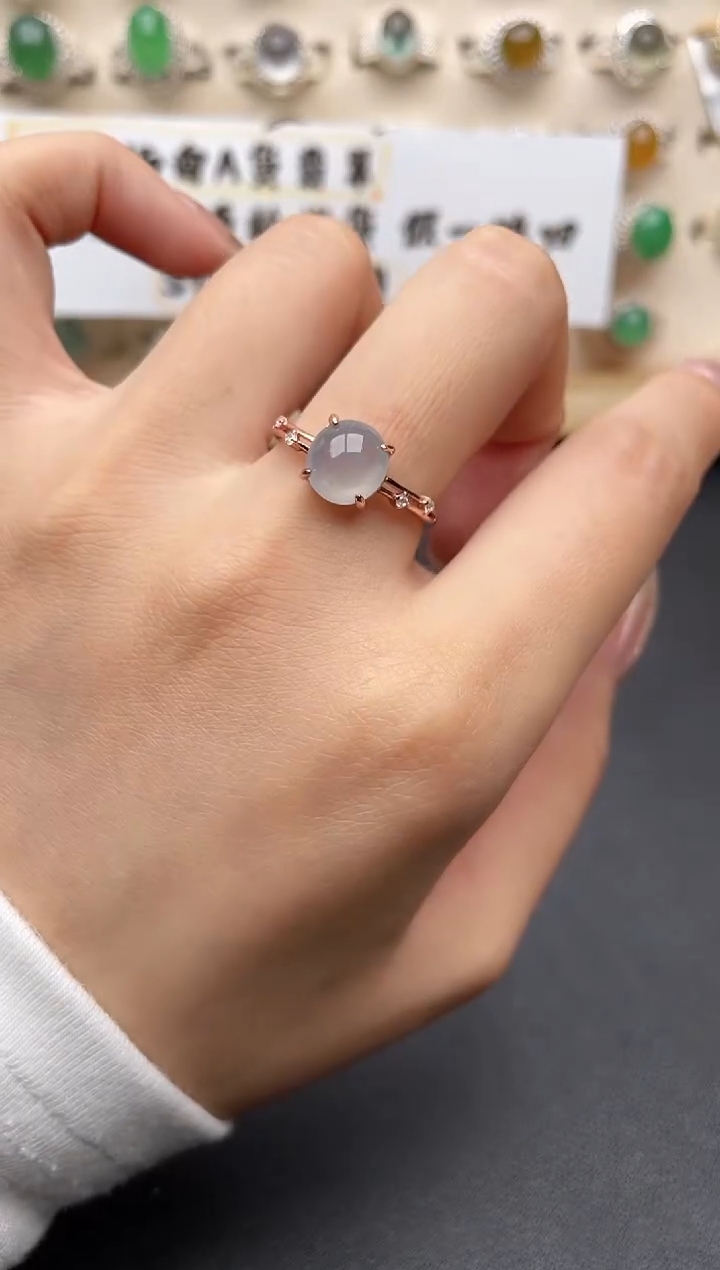 【闪购商品】翡翠戒指银S925镶嵌一物一证一礼盒