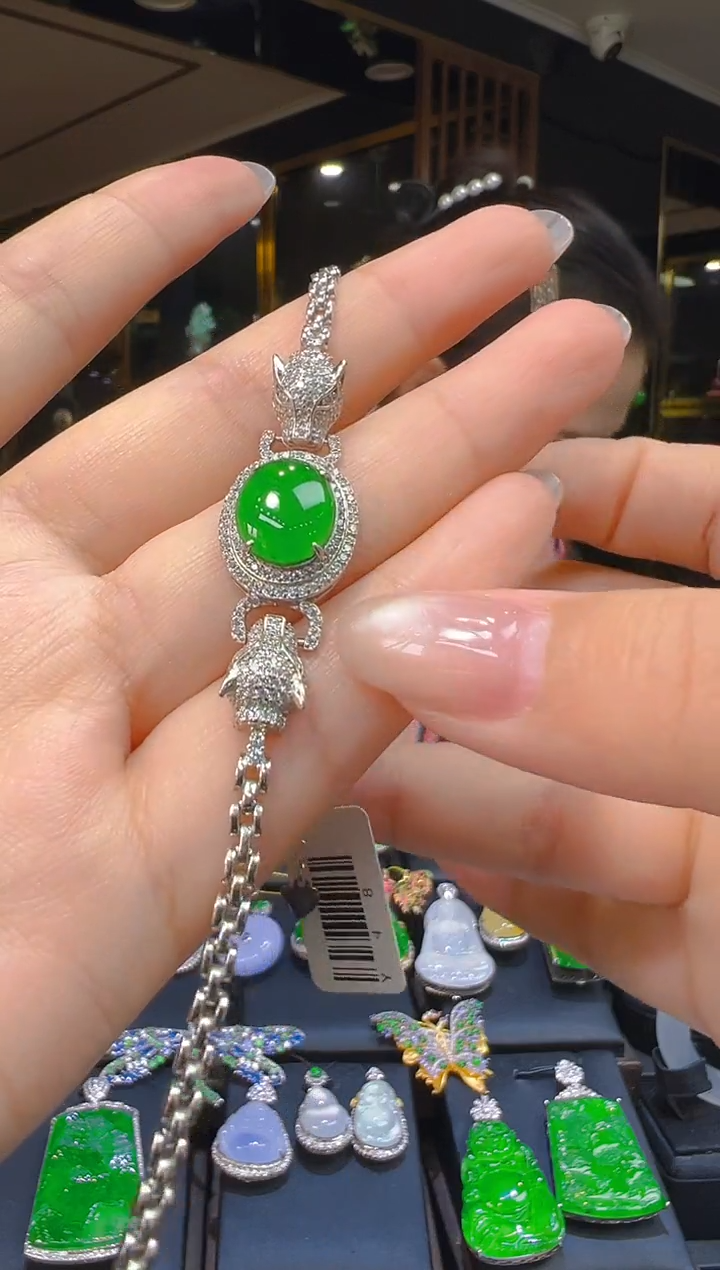 银S925镶嵌手链翡翠022(多样性发货发其一)