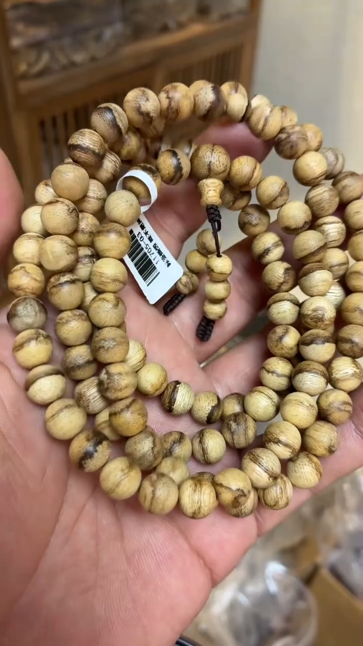 沉香手串 达拉干圆珠长串虎皮纹0.9多样性发其一