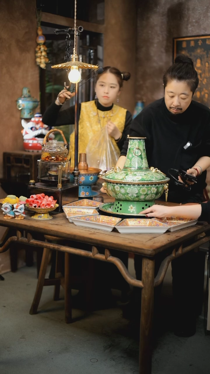 【闪购商品】电炭两用-百花齐放初春景泰蓝铜火锅