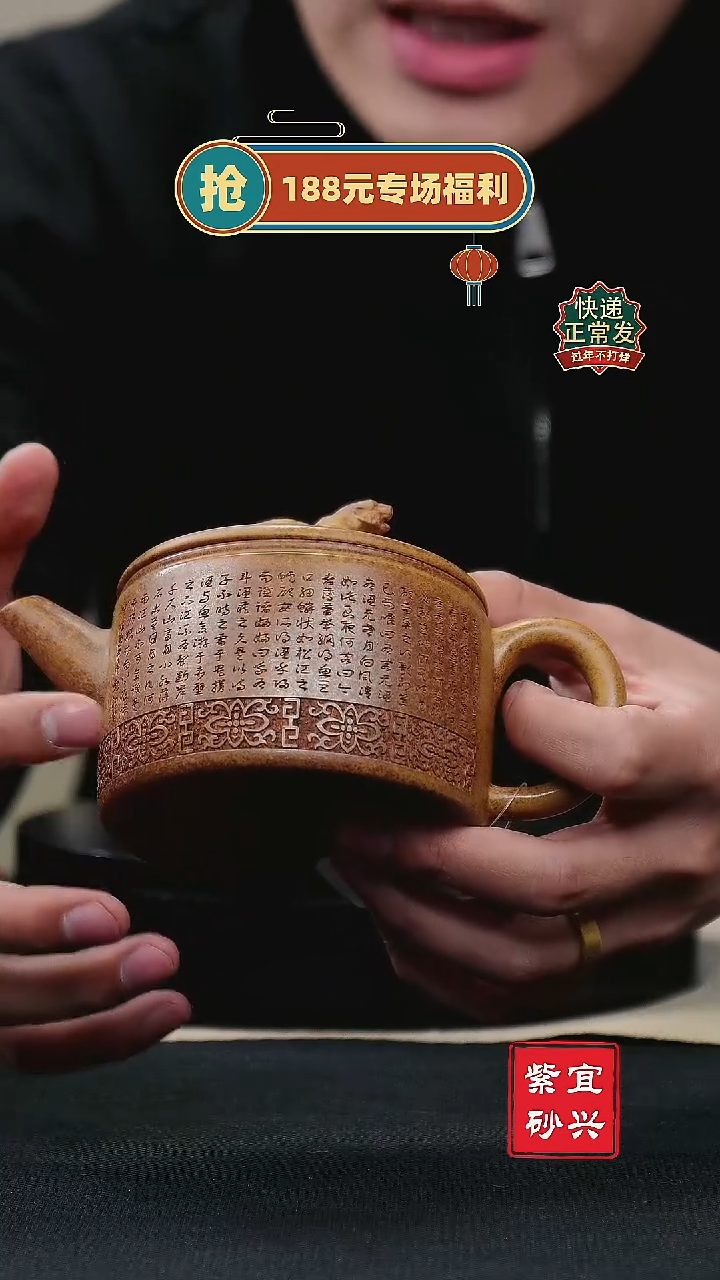 【闪购商品】紫砂茶壶61卧虎藏龙 手工紫砂壶