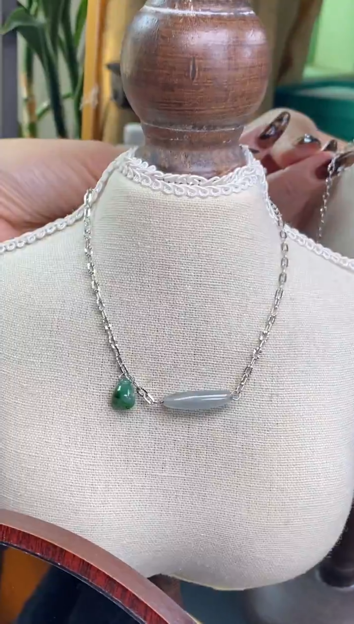 颈饰银S925镶嵌翡翠19511