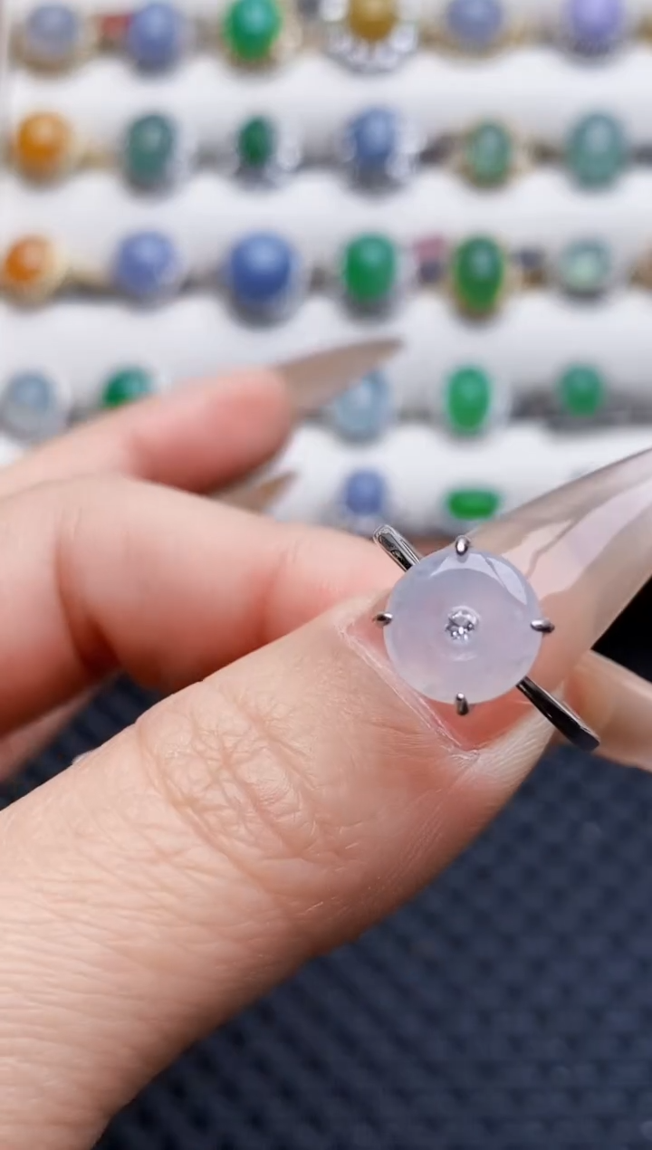 银S925镶嵌戒指翡翠6643