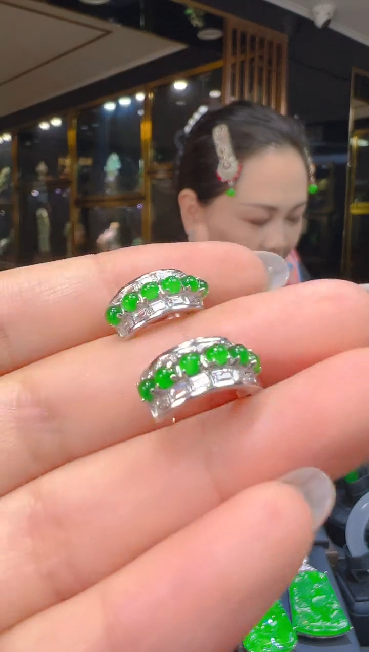 银S925镶嵌翡翠耳饰063(多样性发货发其一)