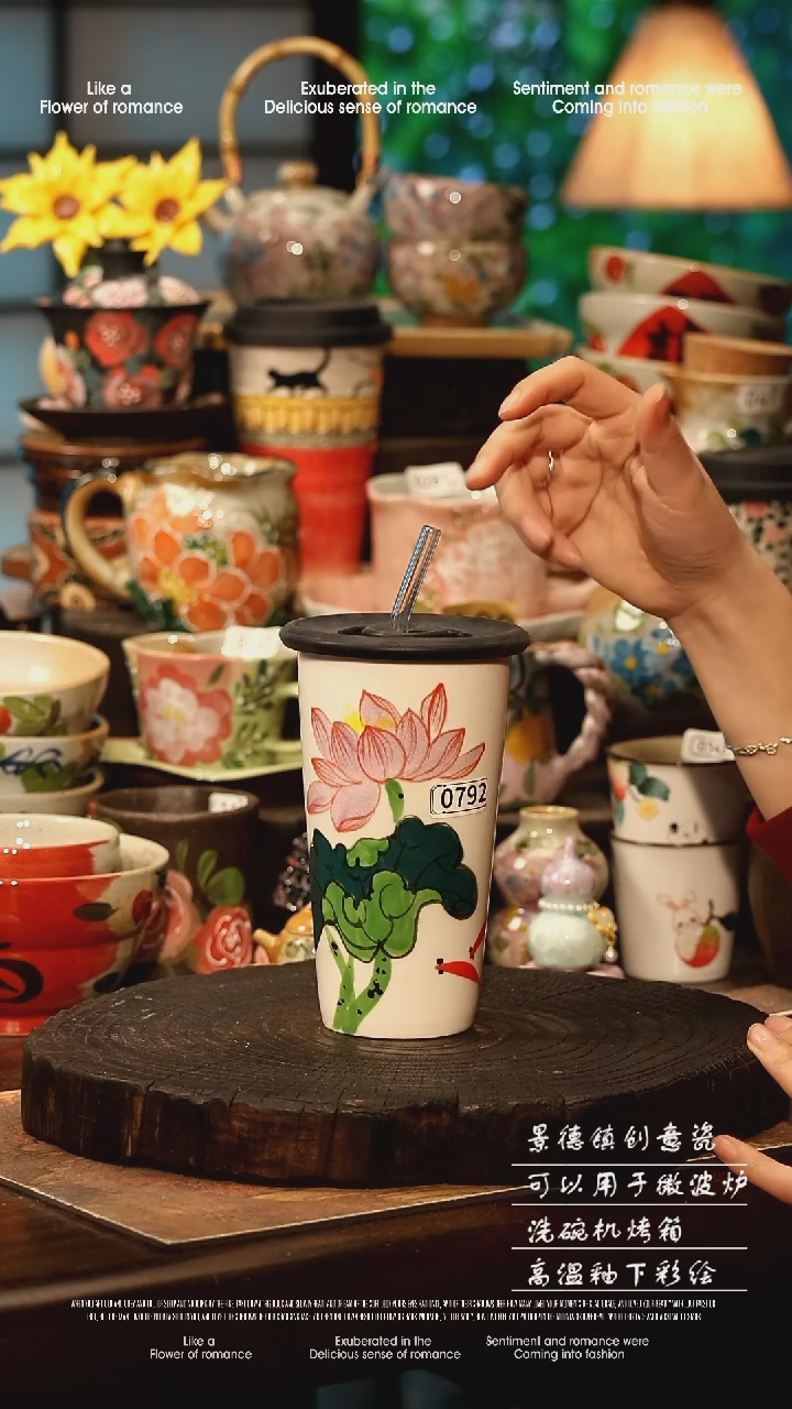 陶瓷景德镇高温釉下彩手工手绘款式@A0792@
