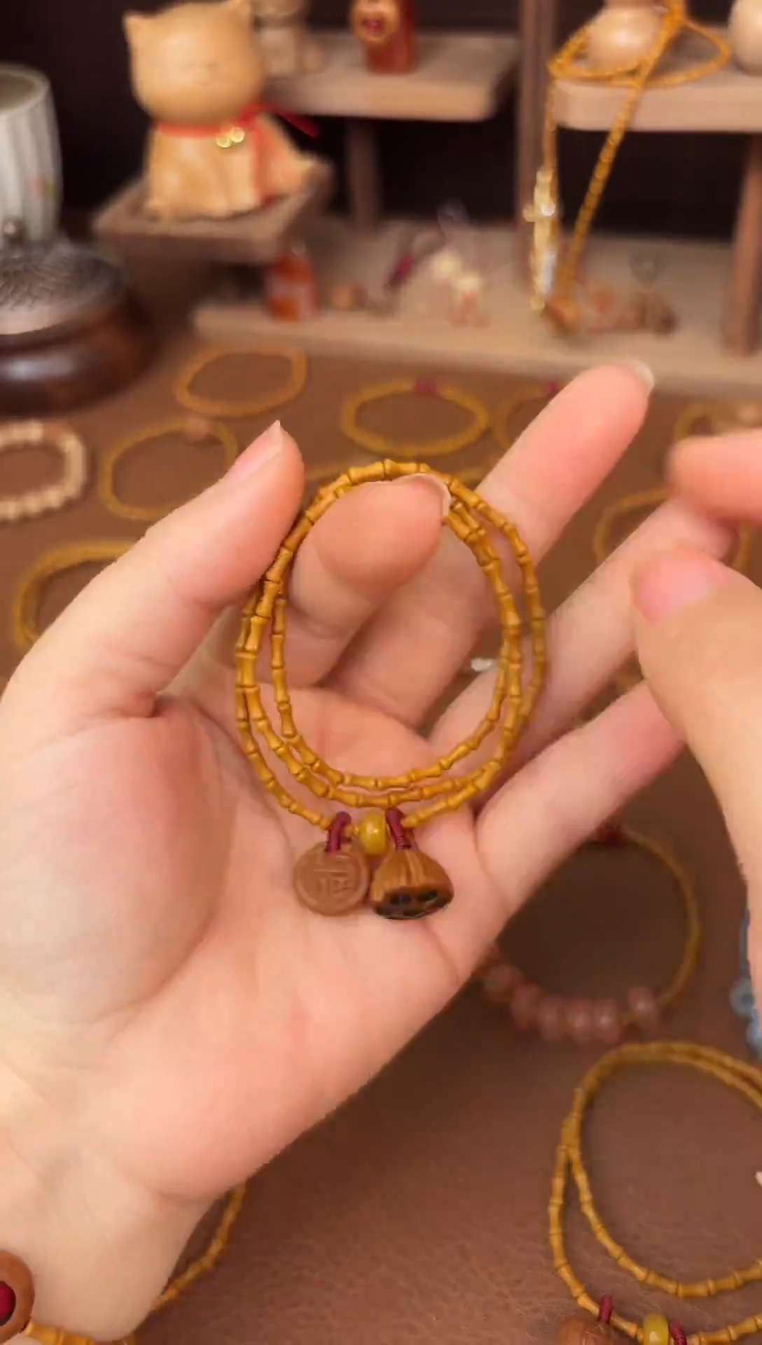 手串桃核三圈好运莲莲竹节跑环