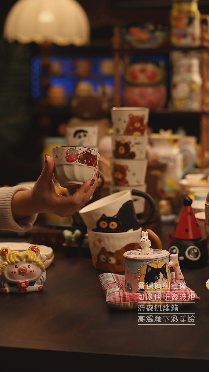 陶瓷景德镇可爱陶瓷釉下彩绘设计师款