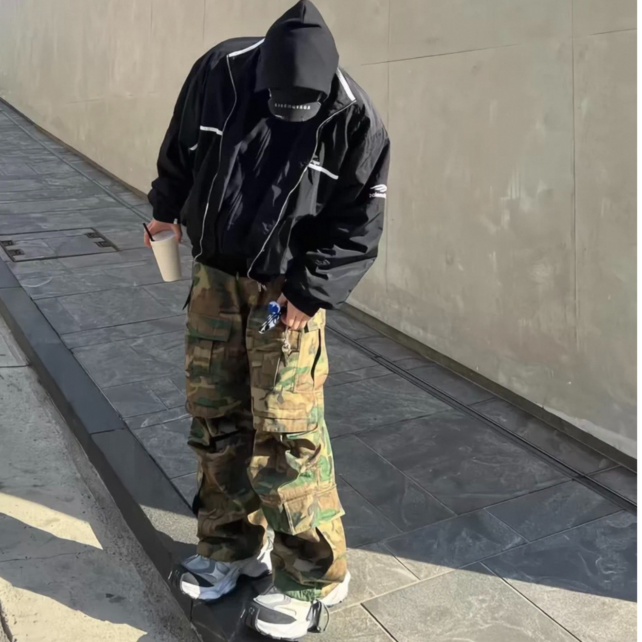 FAR ARCHIVE 迷彩宽松做旧vibe直筒长裤