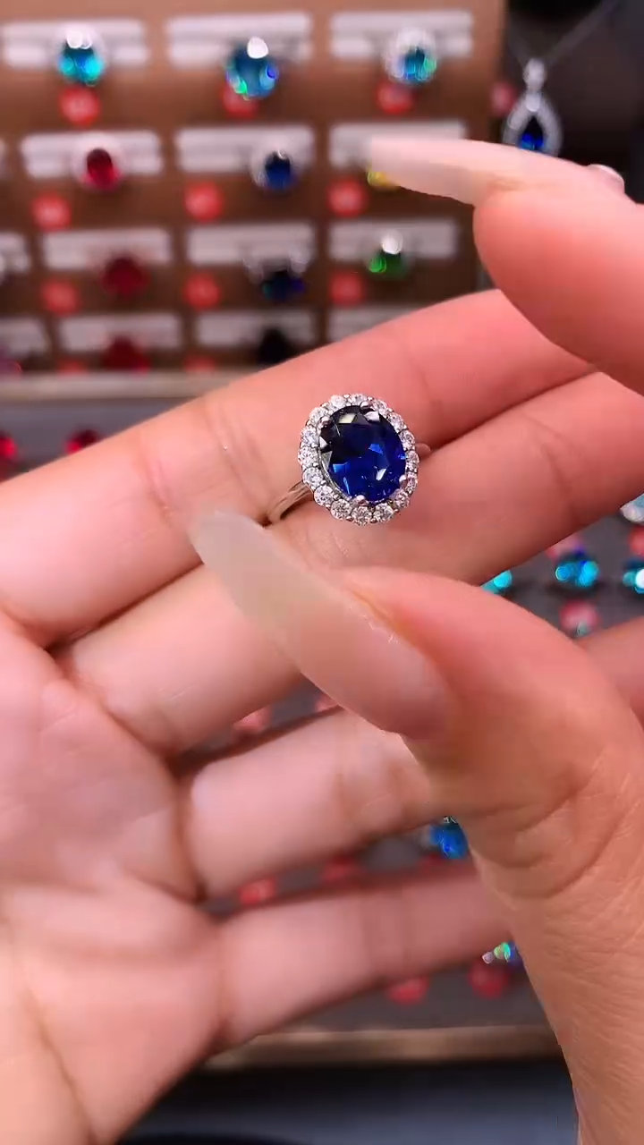 戒指蓝宝石银S925镶嵌.......