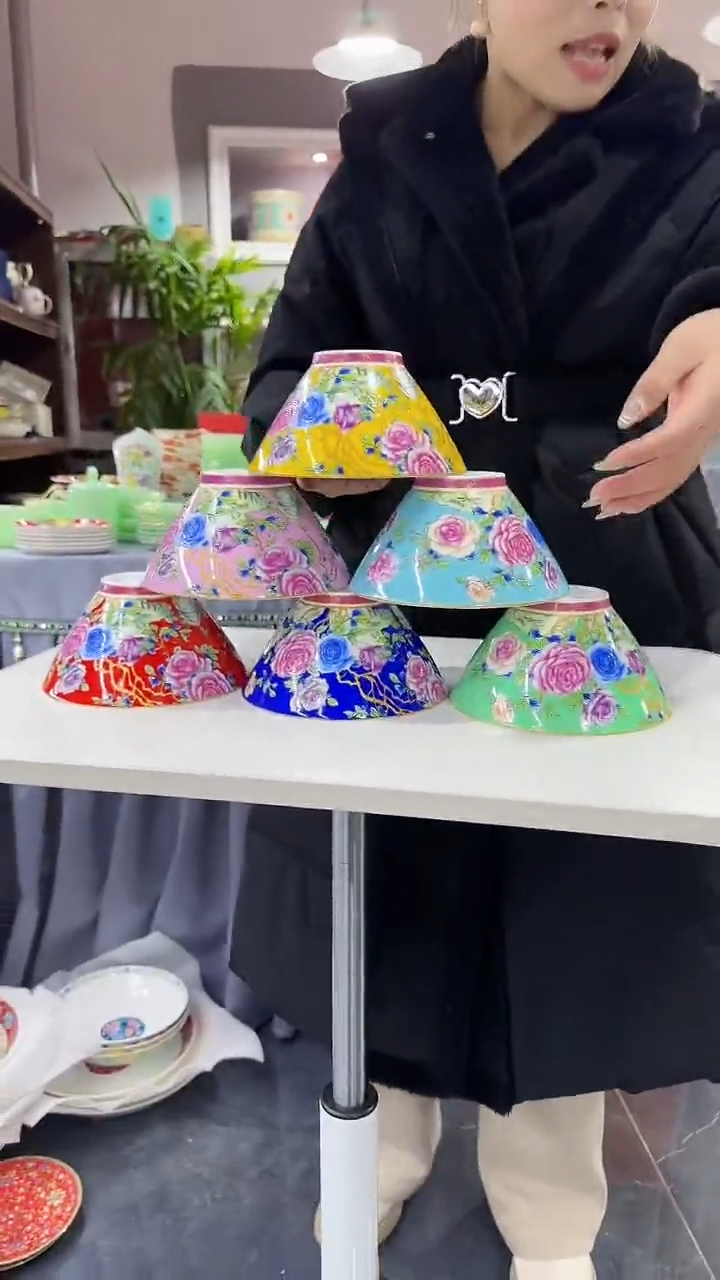 【闪购商品】瓷片斗笠碗6英寸面碗混色6个