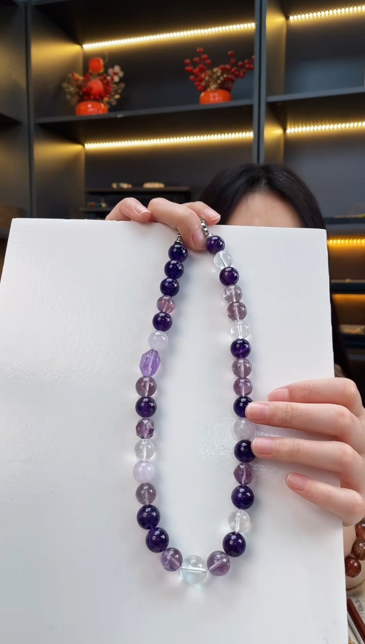 未镶嵌手链水晶紫水多宝项链