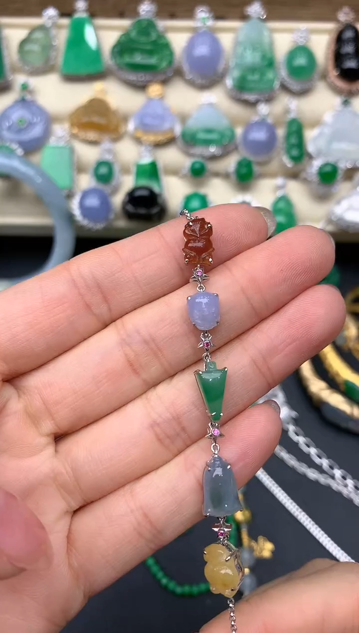 【闪购商品】翡翠手链18K金镶嵌490-中国好珍宝