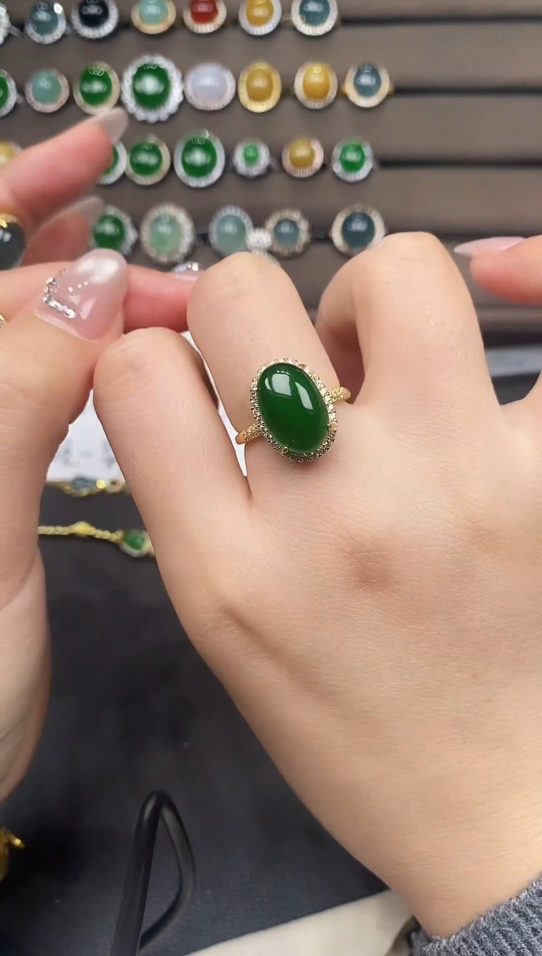 银S925镶嵌戒指翡翠111