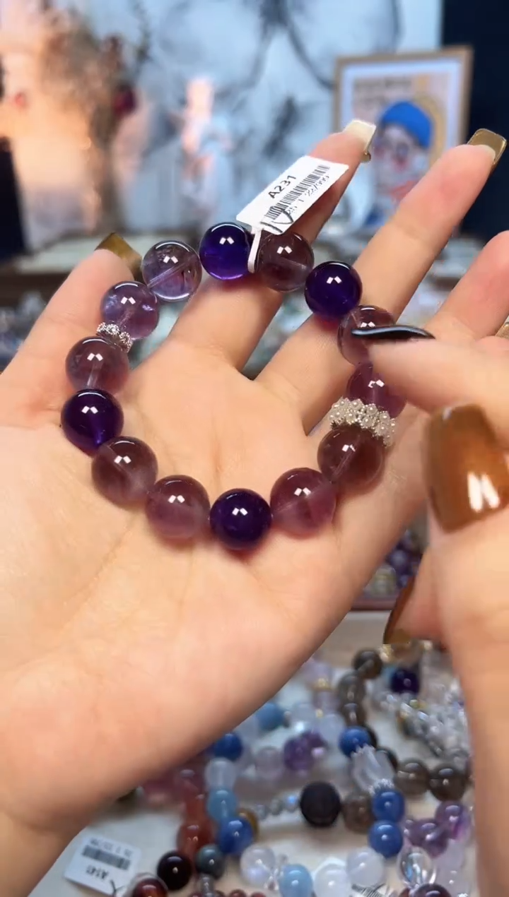 【闪购商品】水晶手链未镶嵌A231 天然乌拉圭+紫水晶