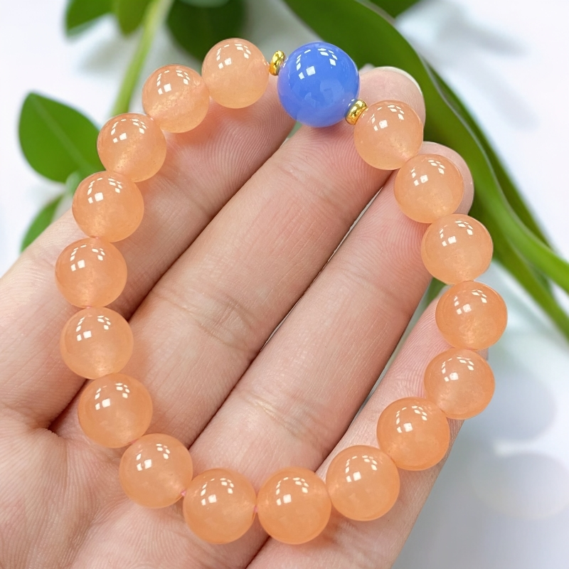 syy粉蓝玛瑙手链10mm18颗