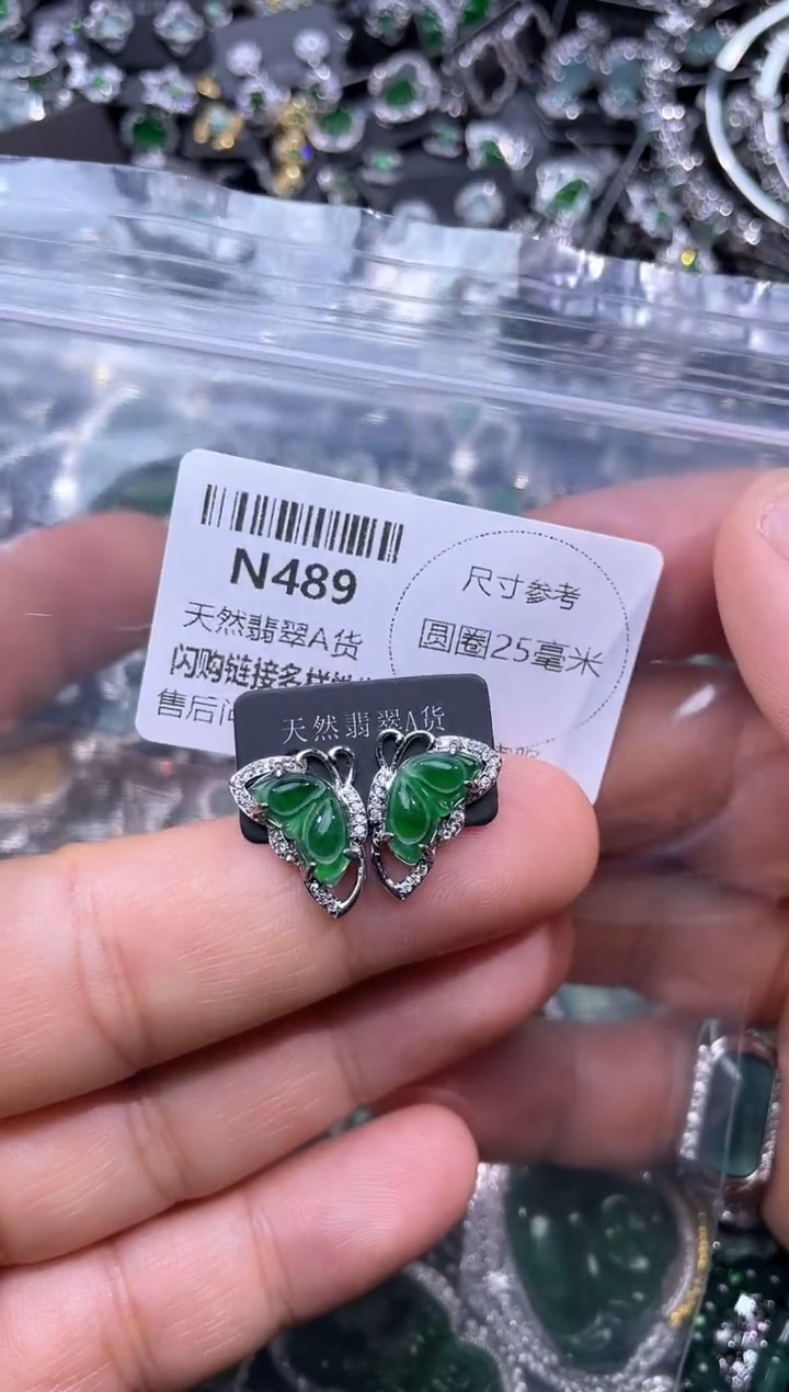 【闪购商品】翡翠颈饰未镶嵌N489耳钉