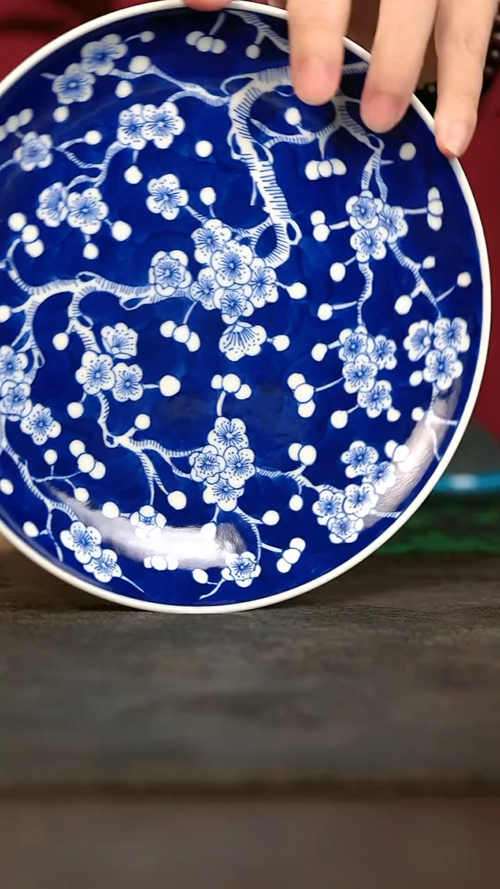 手绘手绘高温现代瓷 气  冰梅壶承17.5cm