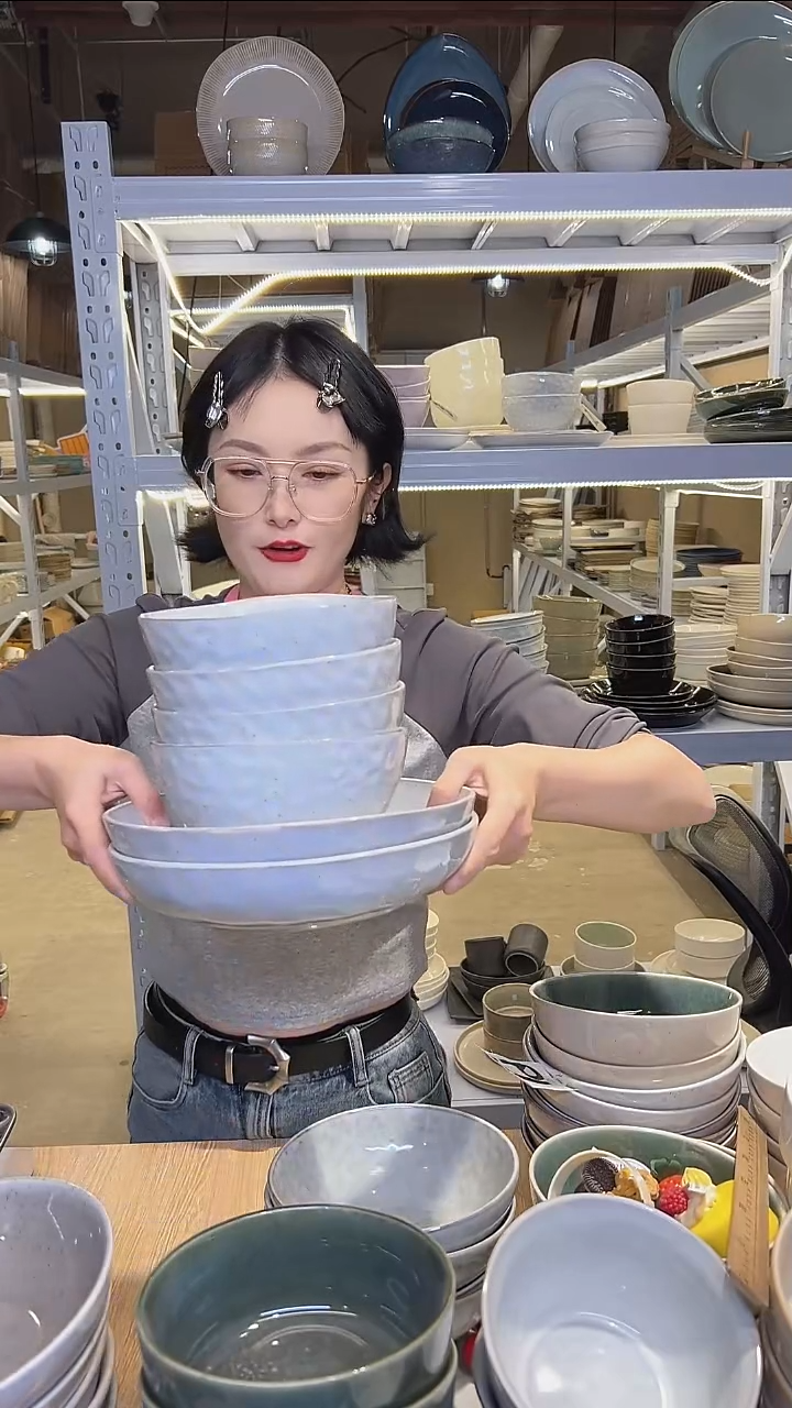 瓷215八寸外贸尾货高温釉下彩陶瓷餐具默认微瑕