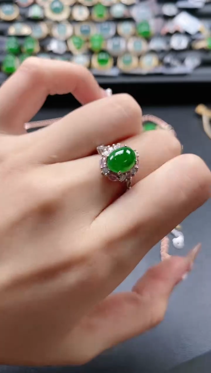 【闪购商品】翡翠戒指银S925镶嵌51511