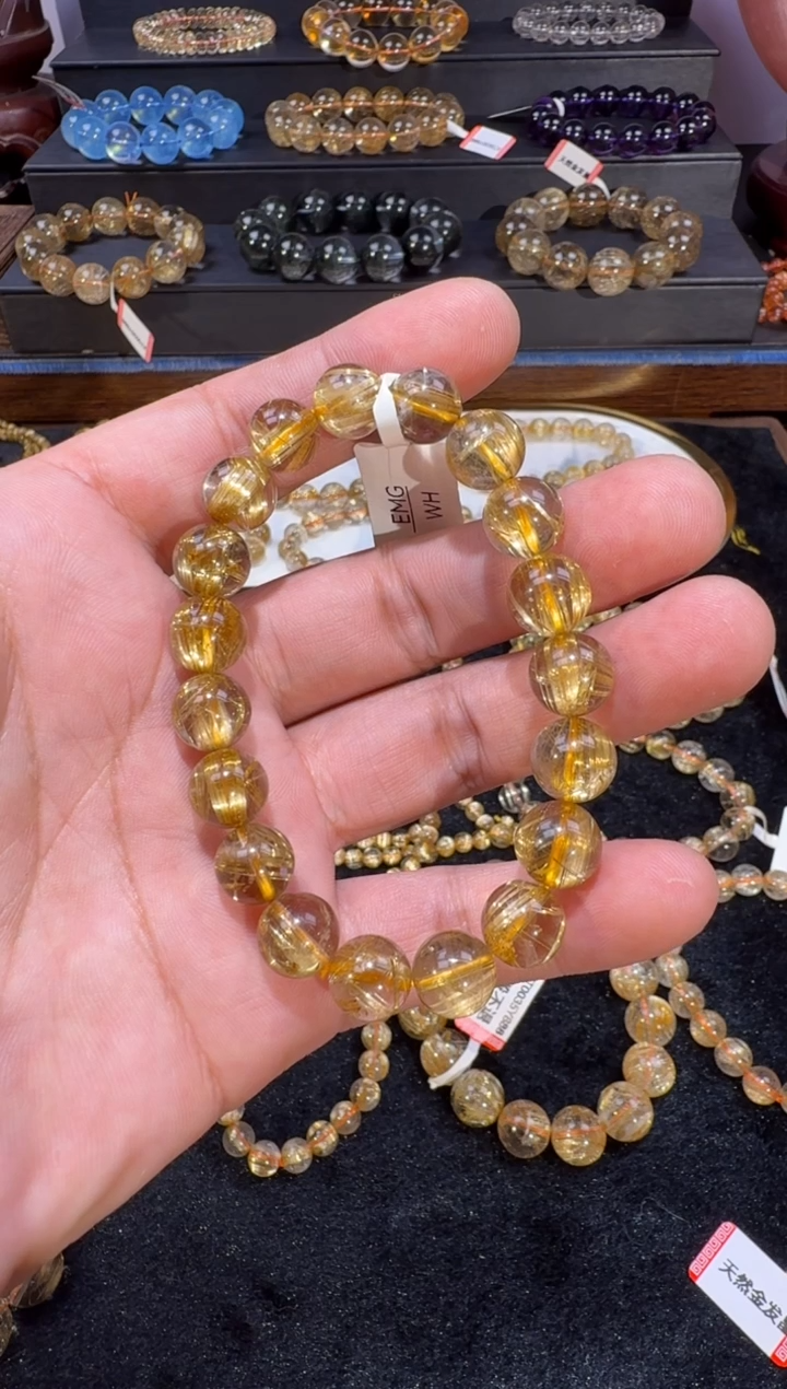 未镶嵌手串发晶SJ-728金发晶10.8mm+