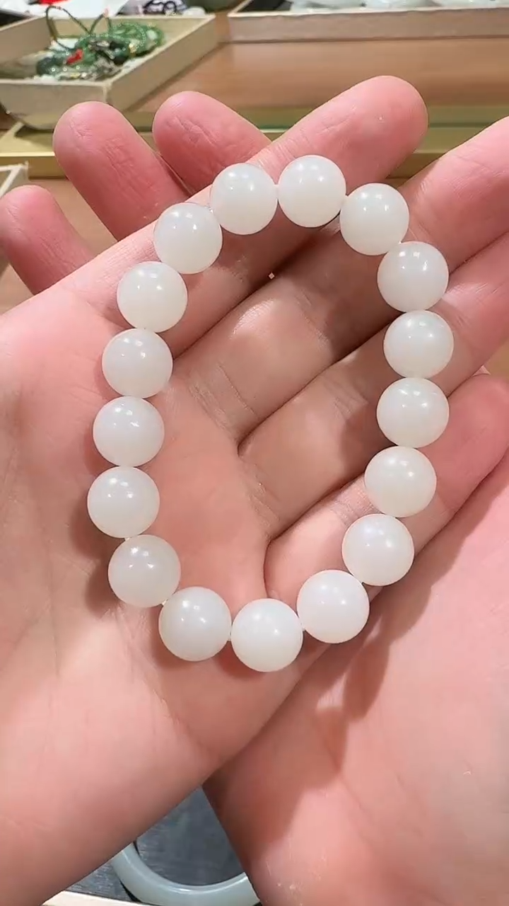 【闪购商品】和田玉手串未镶嵌1319白玉12mm手串