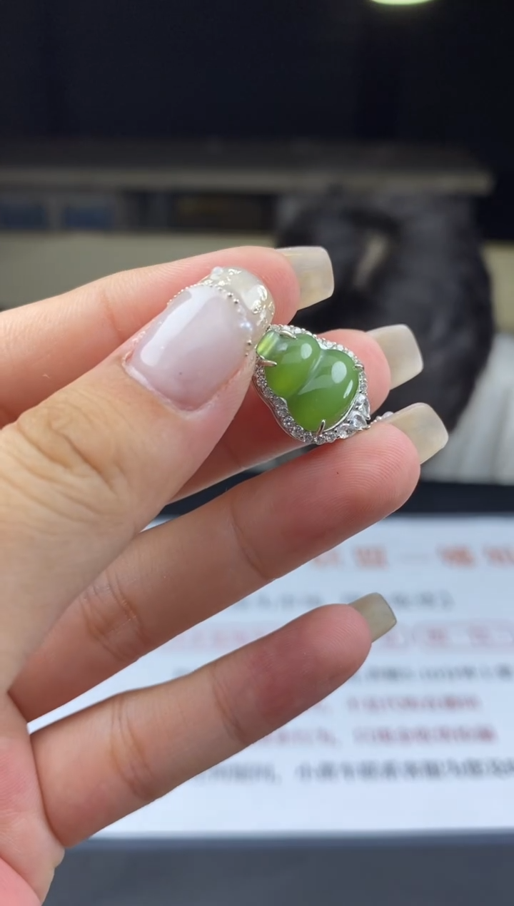 和田玉银S925镶嵌吊坠(不含链)多样性-吊坠-D9680