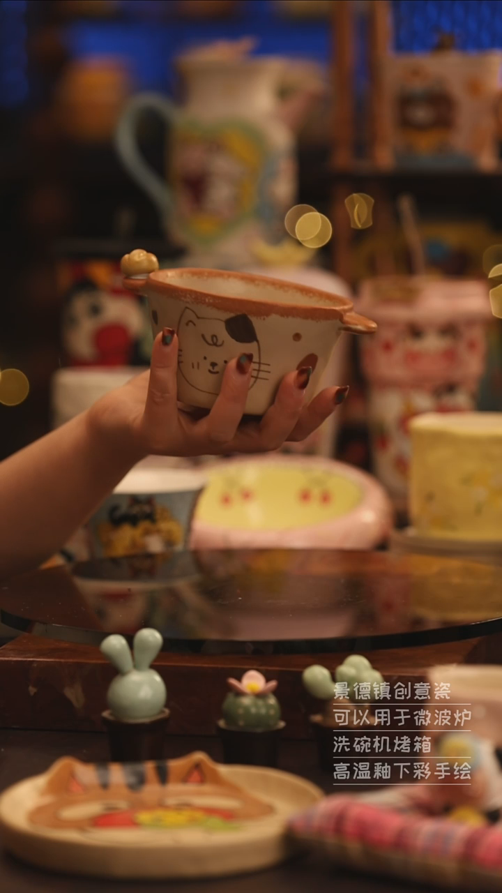 陶瓷景德镇可爱陶瓷釉下彩绘设计师款