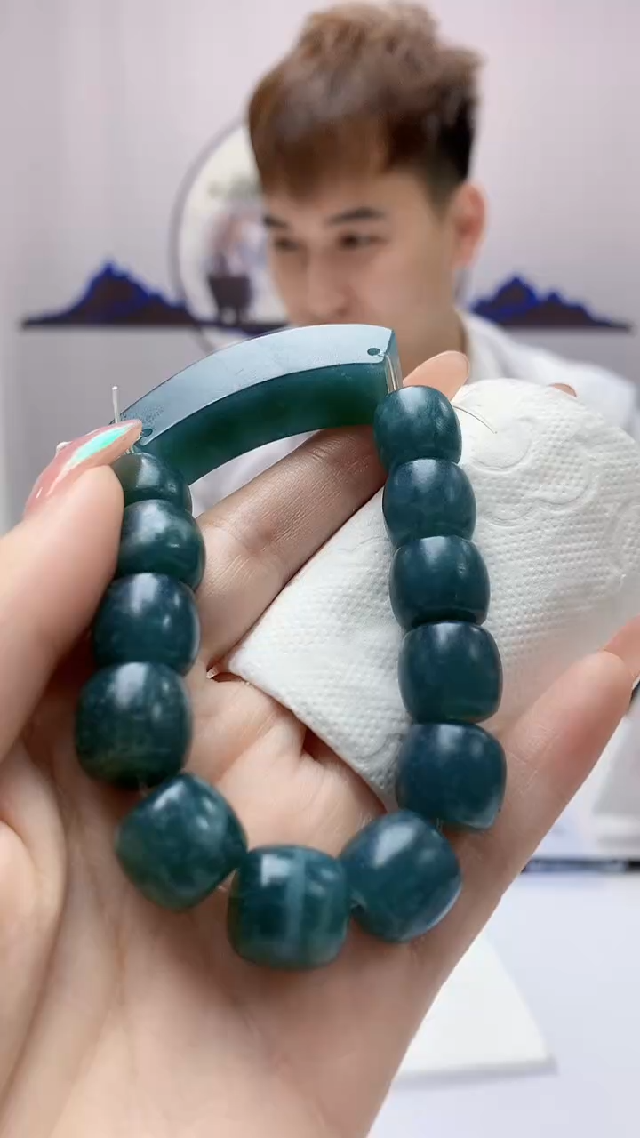 【闪购商品】定制翡翠未镶嵌4868DD-毛货手串25