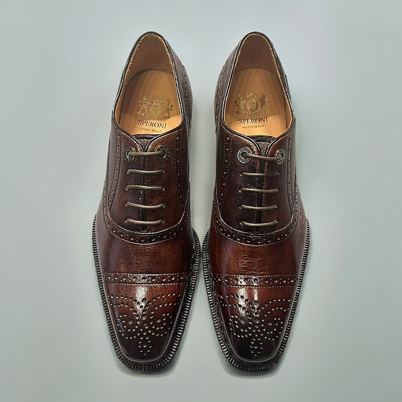 铁狮丹尼挪威缝手工真皮皮鞋